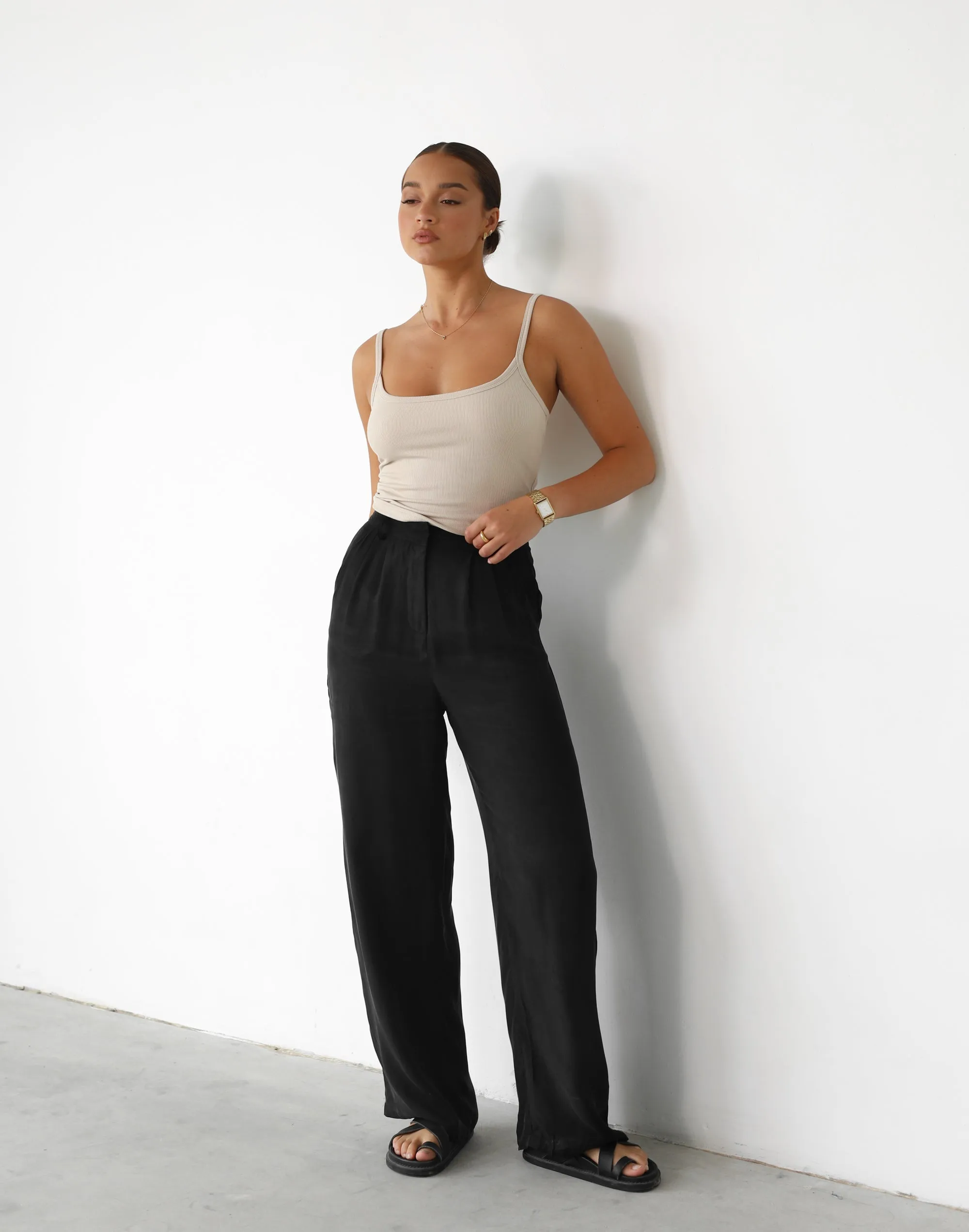 Rachel Roy Women's Paisley Casual Trouser Pants - Black Large