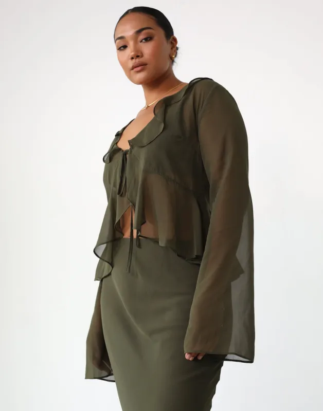 Leah Long Sleeve Top (Burnt Olive) sold by Charcoal Clothing