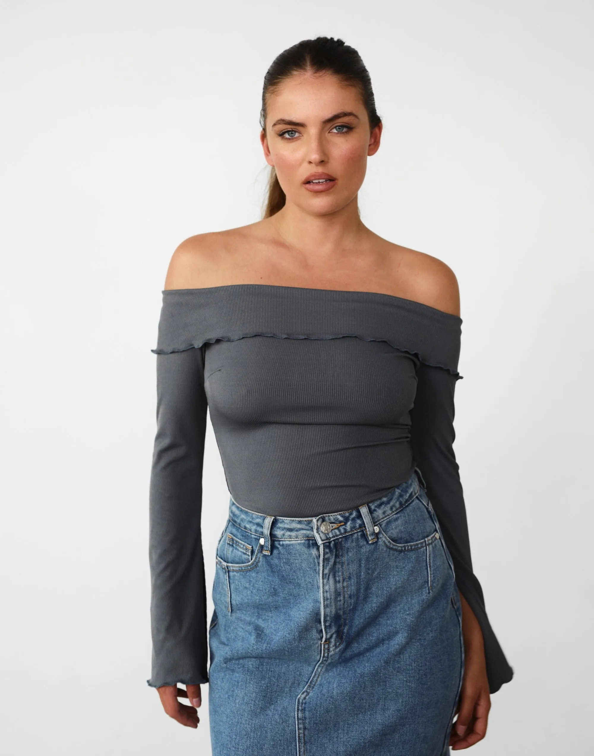 Jess Long Sleeve Top (Charcoal) sold by Charcoal Clothing product image thumbnail 3