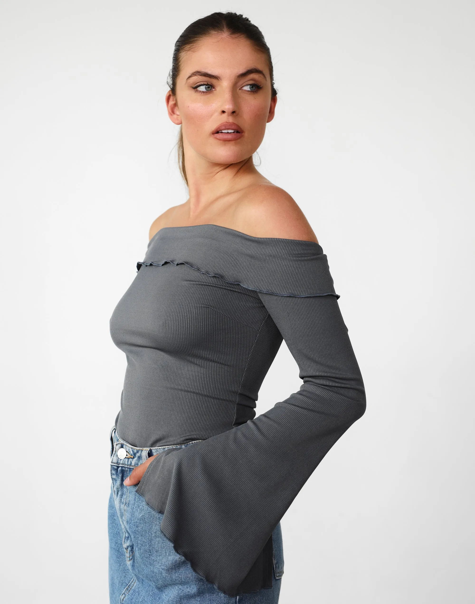 Jess Long Sleeve Top (Charcoal) sold by Charcoal Clothing product image thumbnail 5