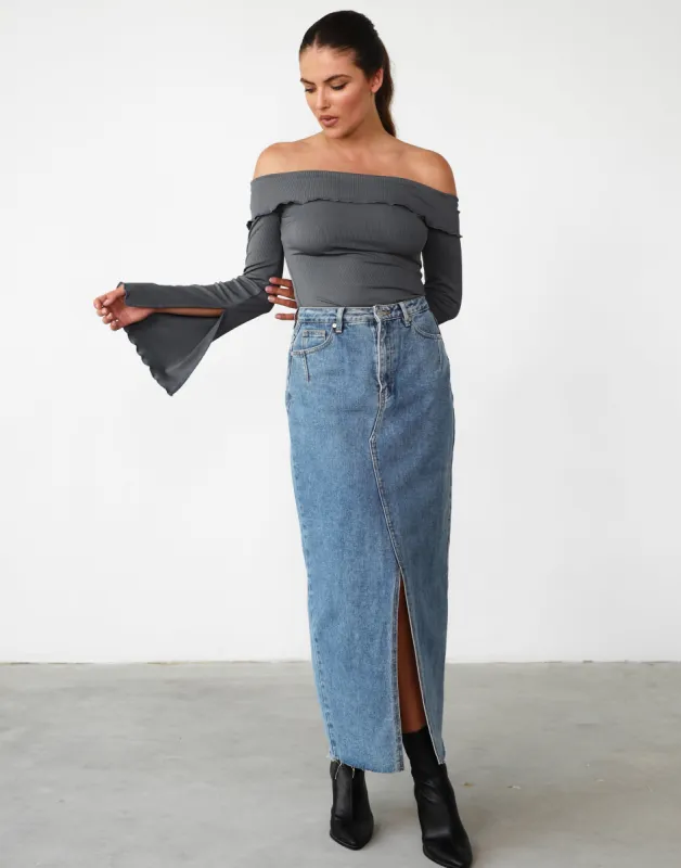 Jess Long Sleeve Top (Charcoal) sold by Charcoal Clothing