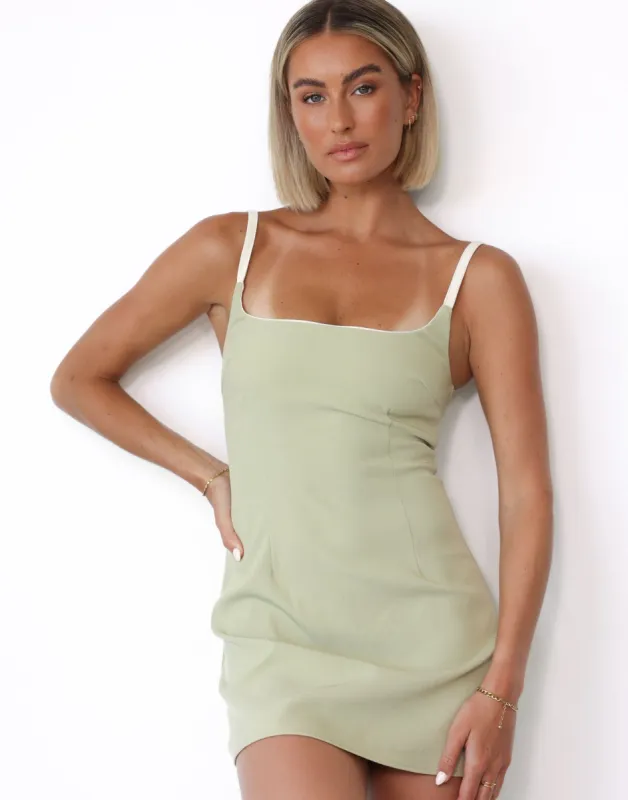 Alistair Mini Dress (Pistachio) sold by Charcoal Clothing