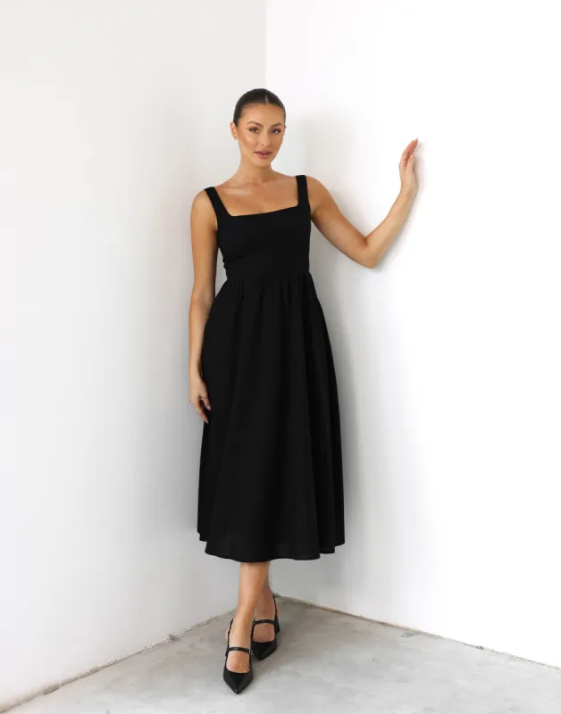 Mariel Midi Dress (Black) sold by Charcoal Clothing