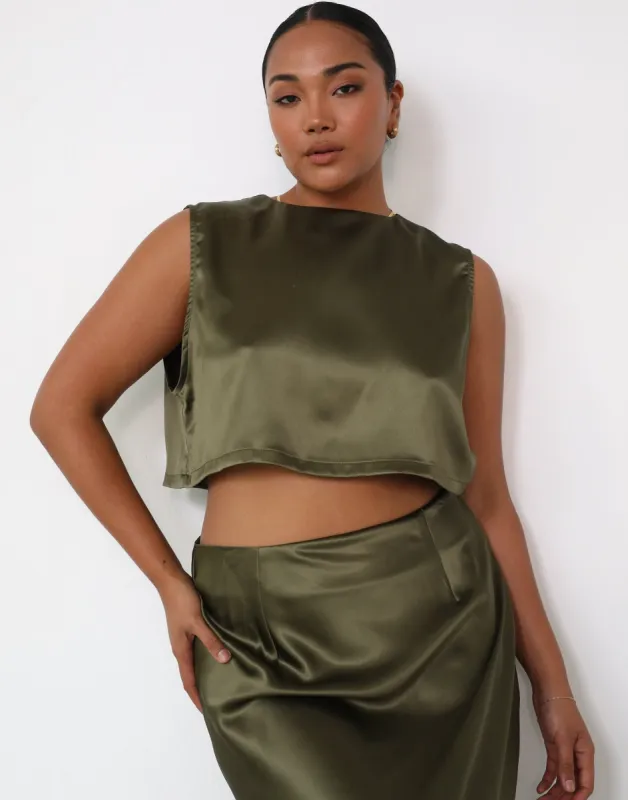 Sincerity Crop Top (Dark Olive) sold by Charcoal Clothing