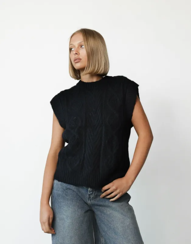 Shana Knit Vest (Black) sold by Charcoal Clothing