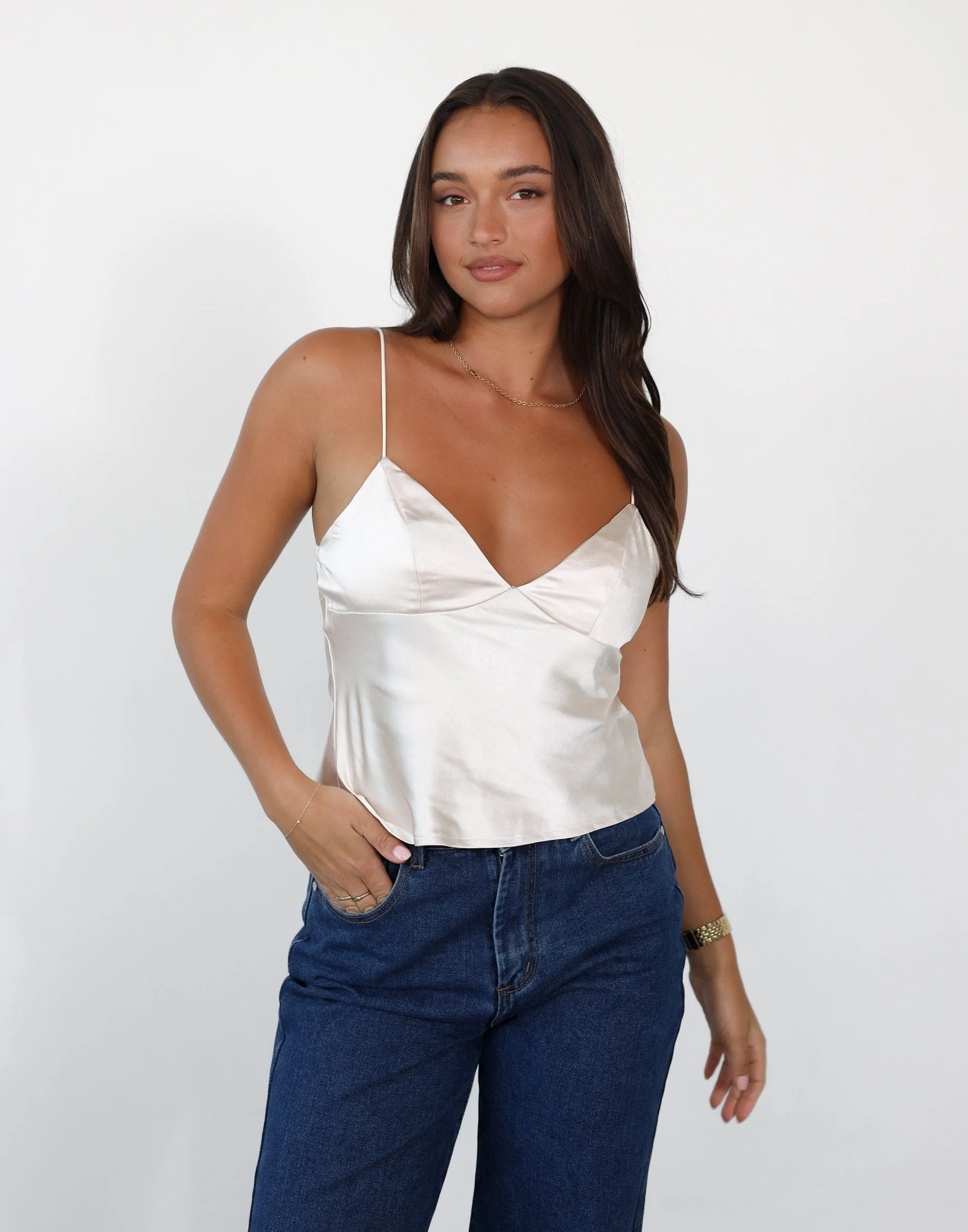 Tahani Cami Top (Soft Beige) sold by Charcoal Clothing