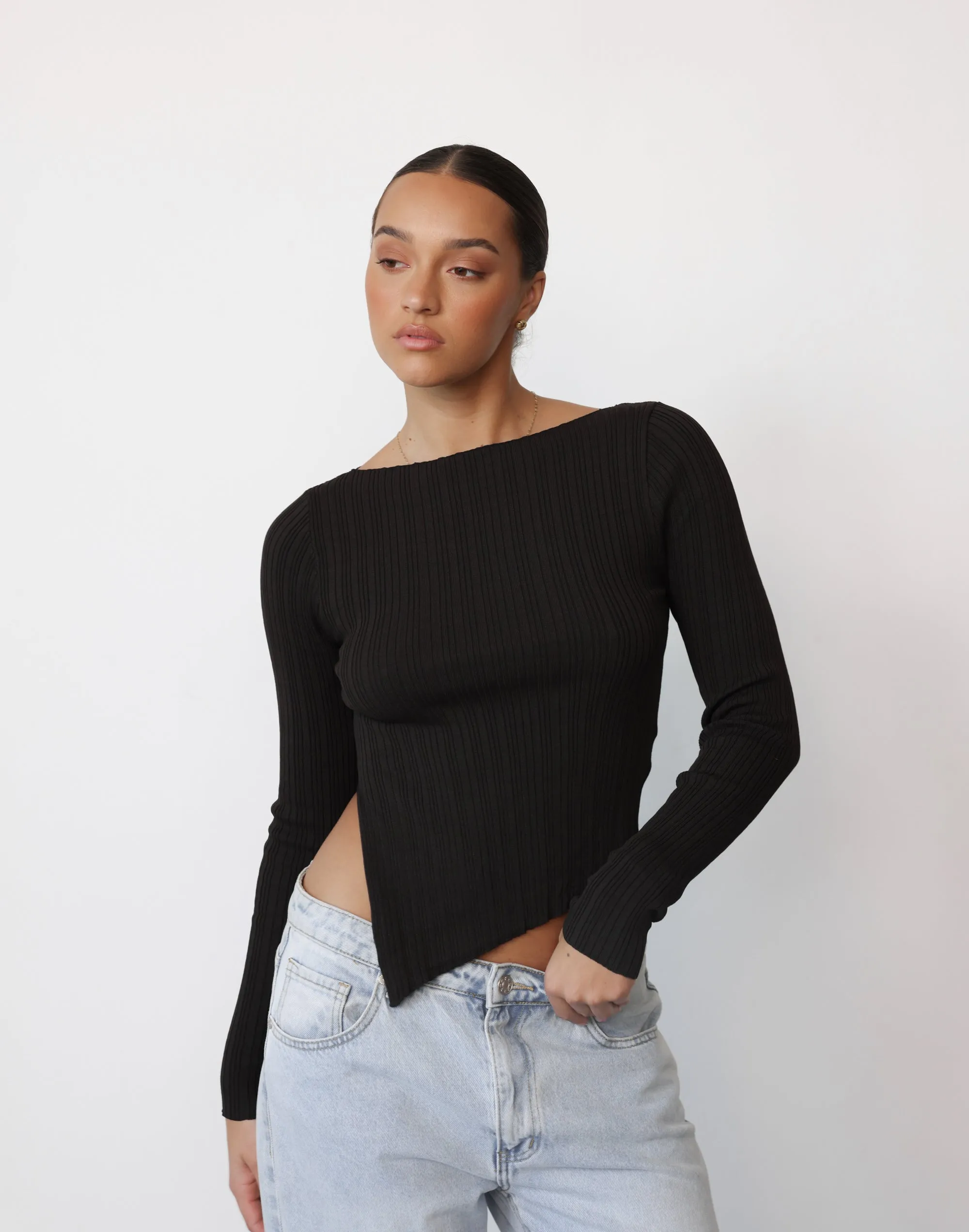 Kienna Long Sleeve Top (Chocolate) sold by Charcoal Clothing