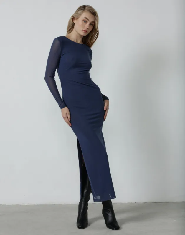 Luna Mesh Maxi Dress (Storm Blue) sold by Charcoal Clothing