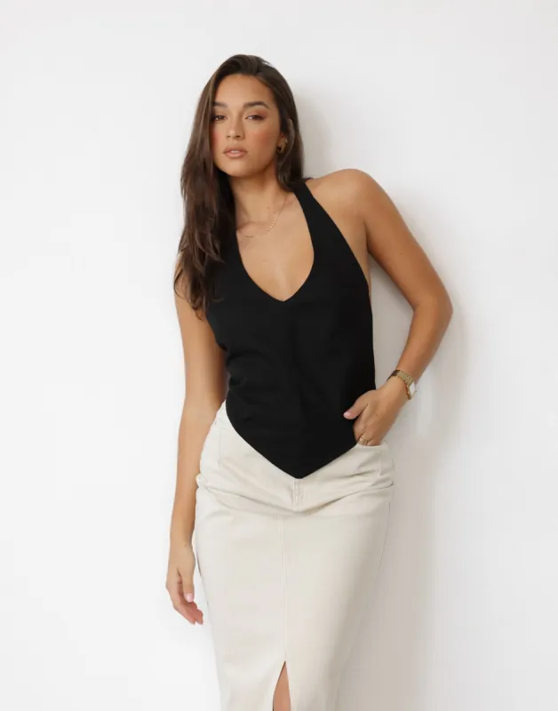 Grace Linen Top (Black) sold by Charcoal Clothing