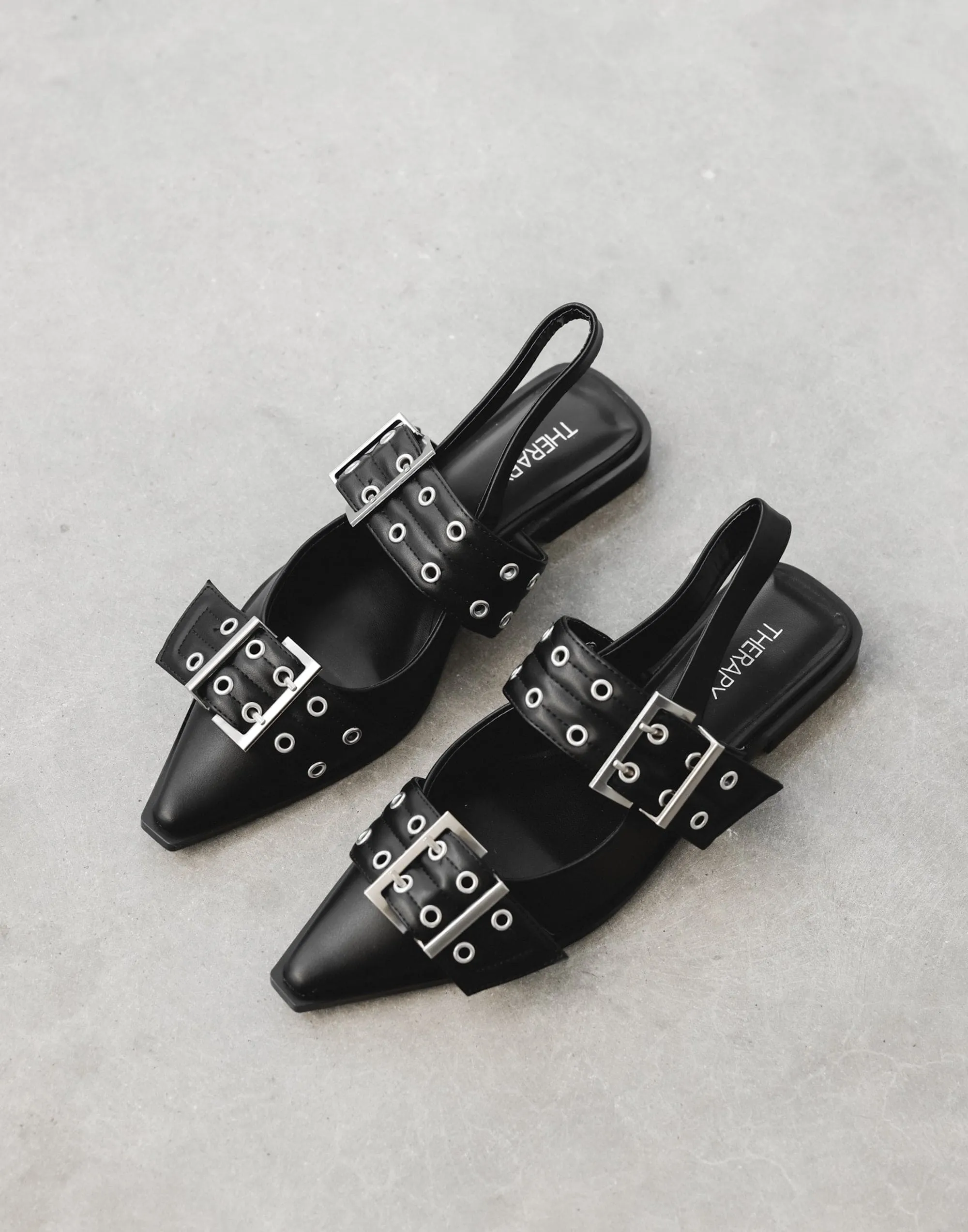 Matilda Flats (Black Patent) - By Therapy sold by Charcoal Clothing