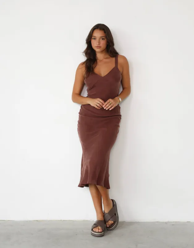 Amma Midi Dress (Chocolate) sold by Charcoal Clothing