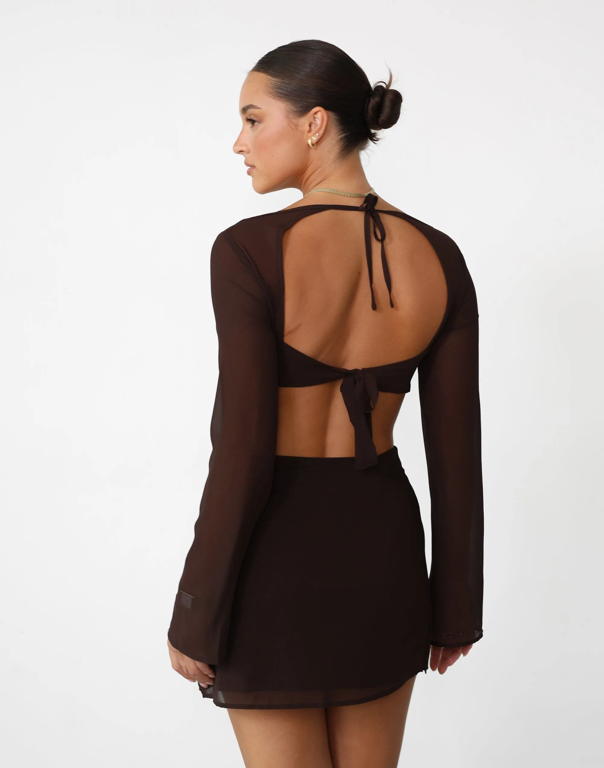 Abby Long Sleeve Crop Top (Cocoa) sold by Charcoal Clothing product image thumbnail 2