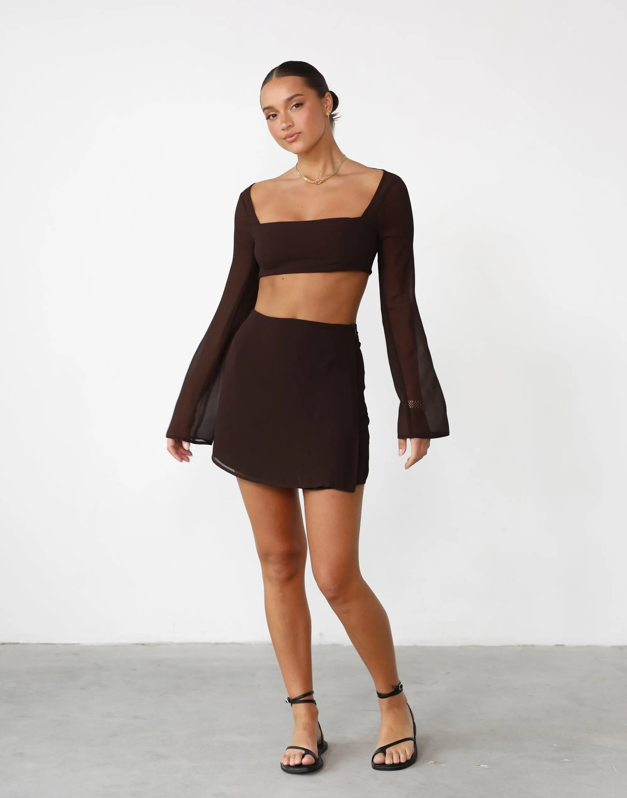Abby Long Sleeve Crop Top (Cocoa) sold by Charcoal Clothing product image thumbnail 3