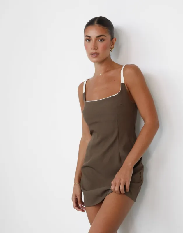 Alistair Mini Dress (Coffee) sold by Charcoal Clothing