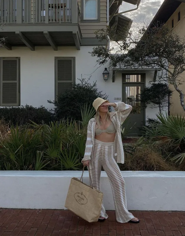 Southbound Crochet Top (White/Beige) sold by Charcoal Clothing