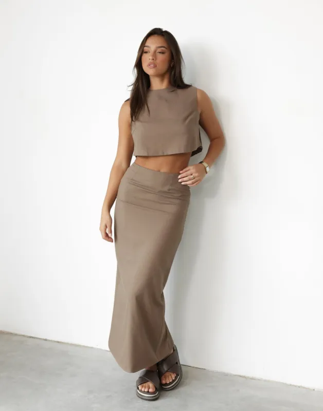 Como Linen Maxi Skirt (Mocha) sold by Charcoal Clothing