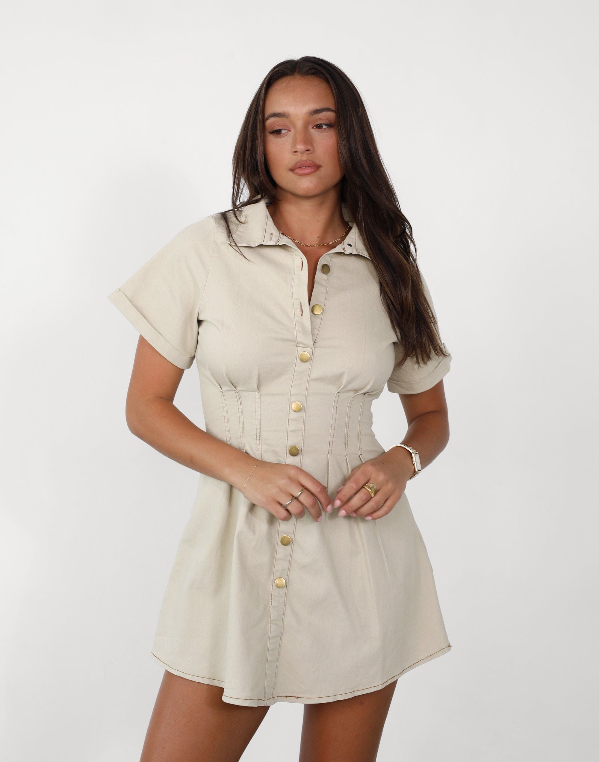Bindi Mini Dress (Beige) sold by Charcoal Clothing product image thumbnail 4
