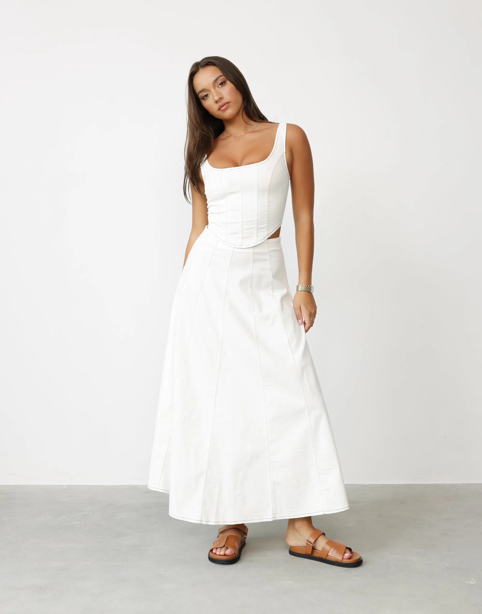 Haylee Maxi Skirt (White) sold by Charcoal Clothing