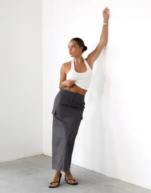 Not Now Maxi Skirt (Slate) sold by Charcoal Clothing