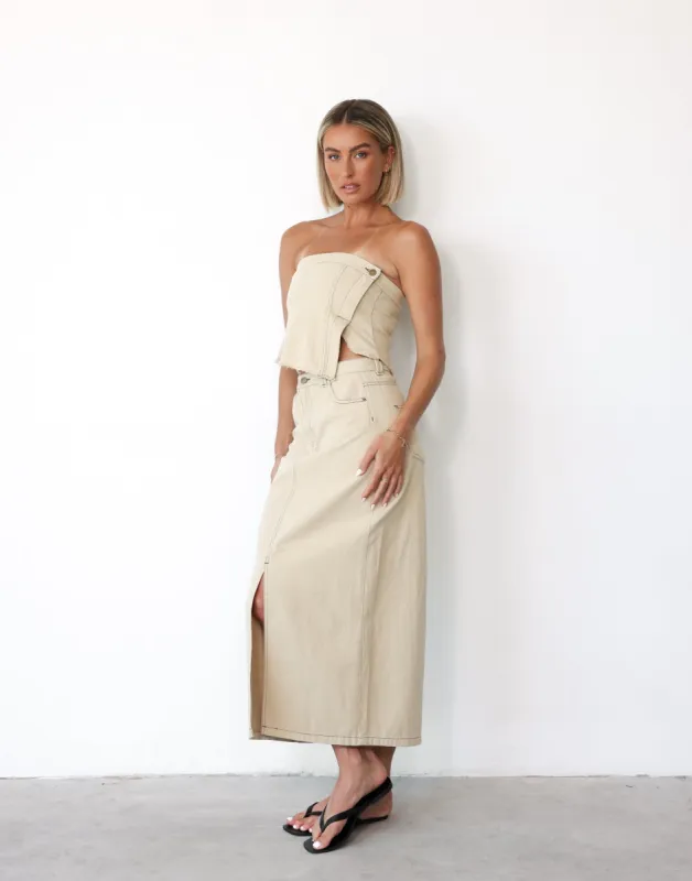 Shrina Maxi Skirt (Beige) sold by Charcoal Clothing