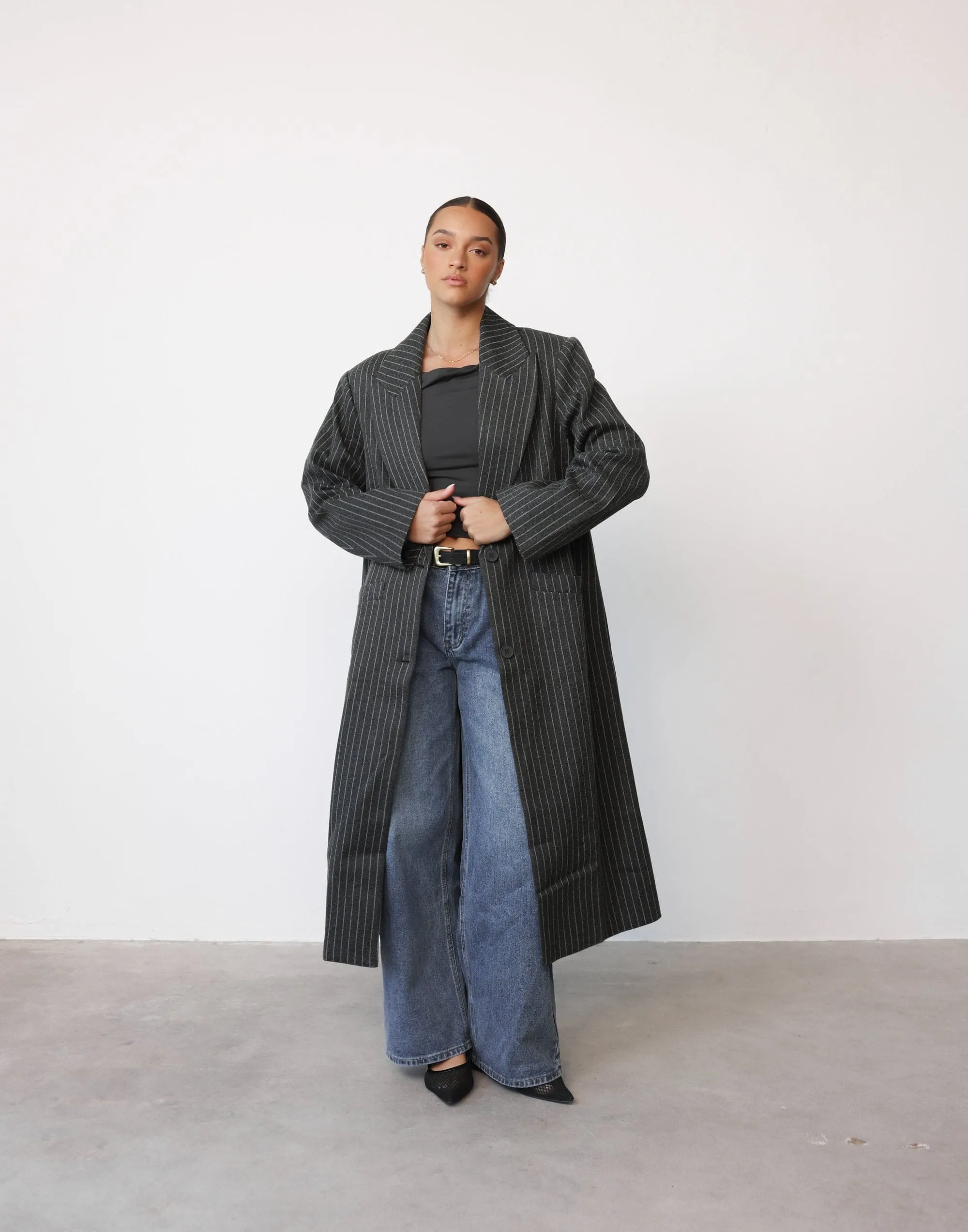 Olsen Coat (Onyx Pinstripe) - By Lioness sold by Charcoal Clothing product image thumbnail 2