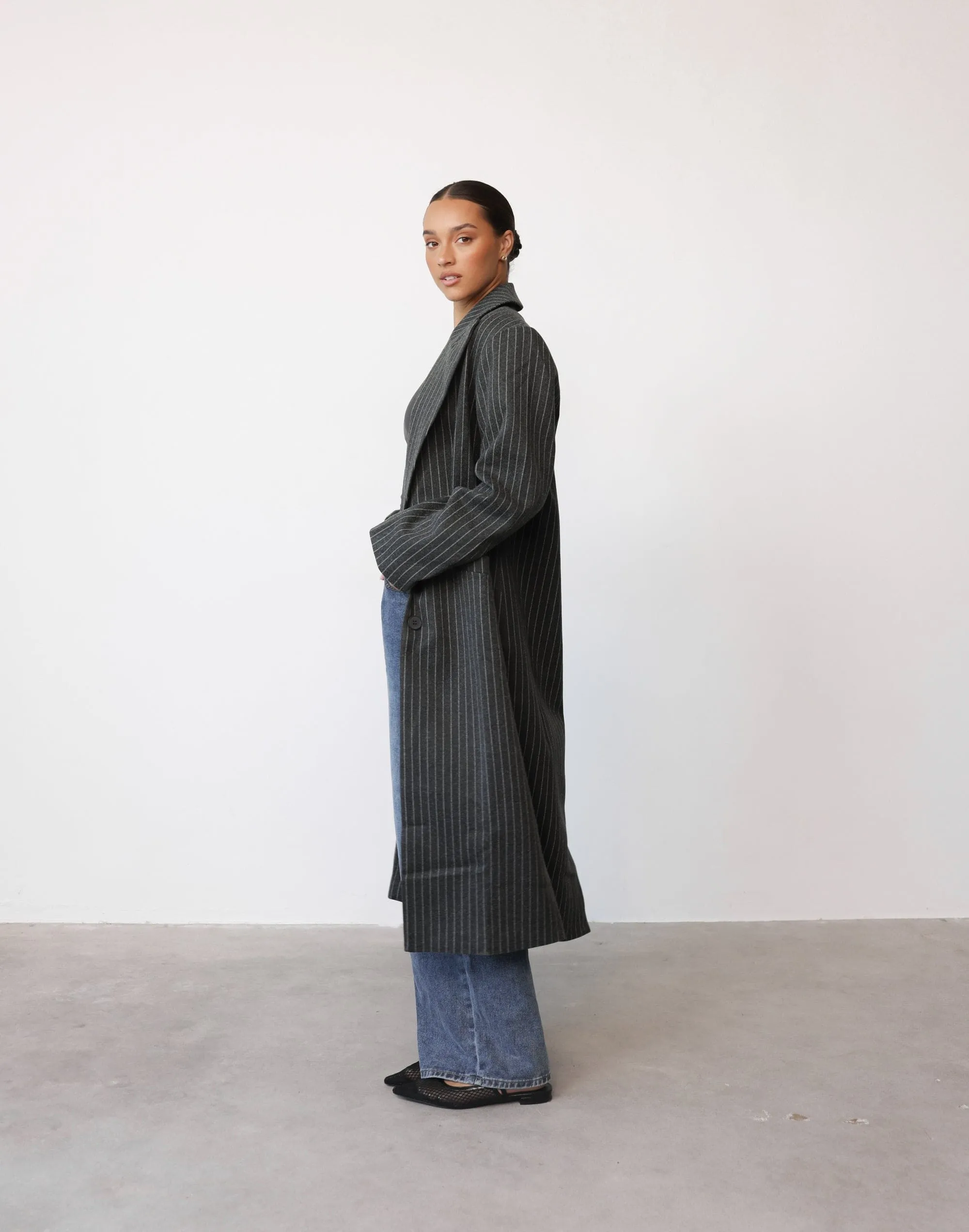 Olsen Coat (Onyx Pinstripe) - By Lioness sold by Charcoal Clothing product image thumbnail 3