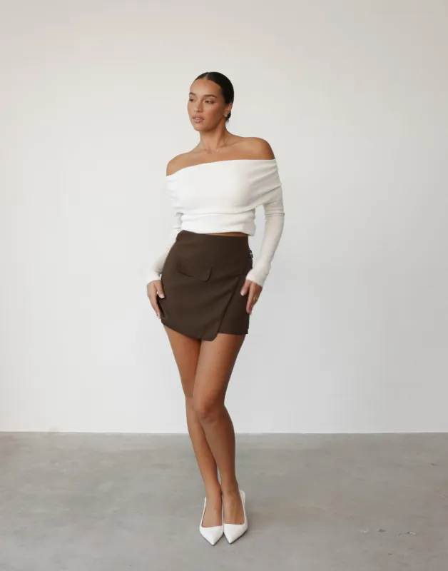 Kamala Mini Skirt (Cocoa) sold by Charcoal Clothing