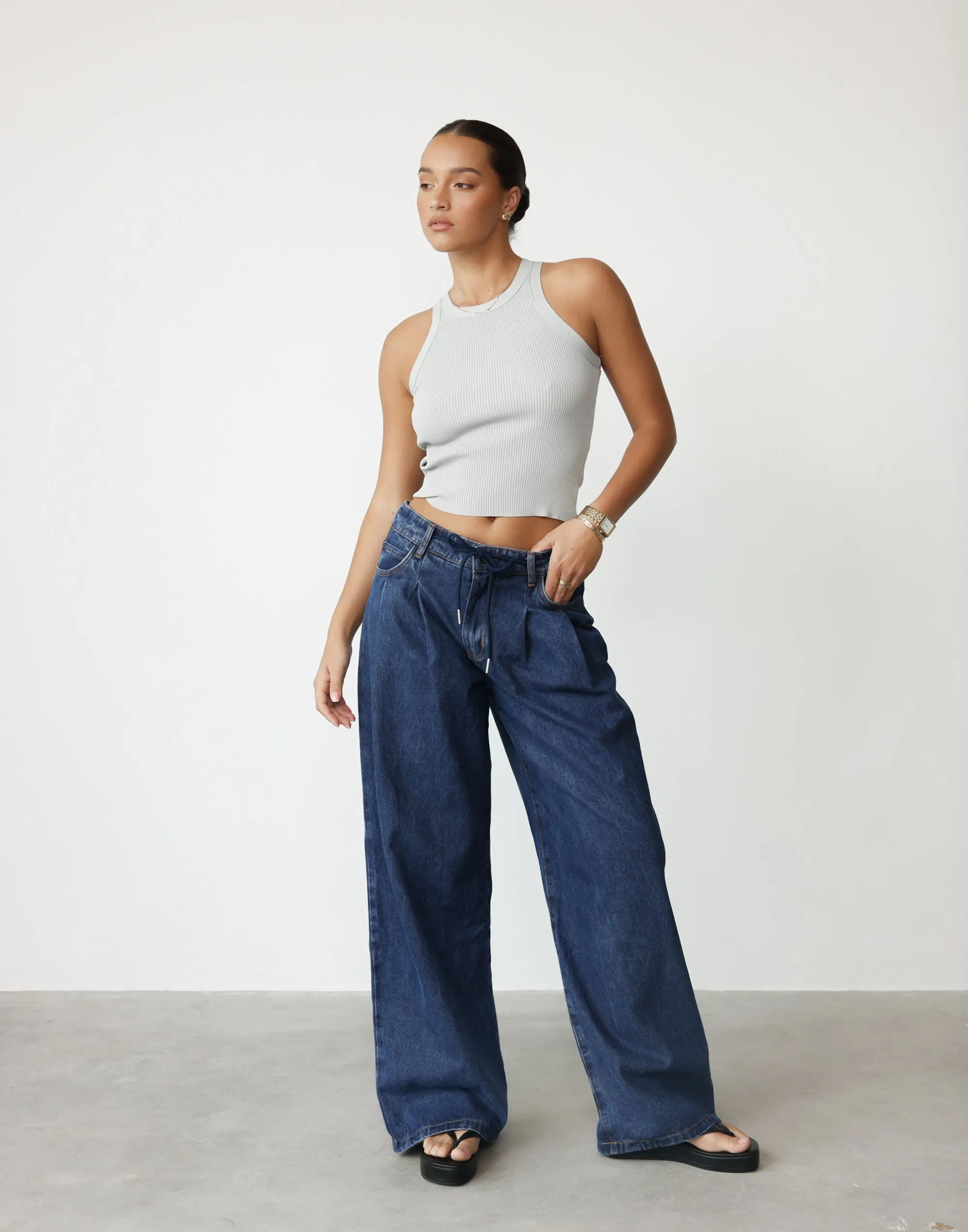 Slouched Tie Up Jean (Dark Denim) - By Lioness sold by Charcoal Clothing product image thumbnail 5