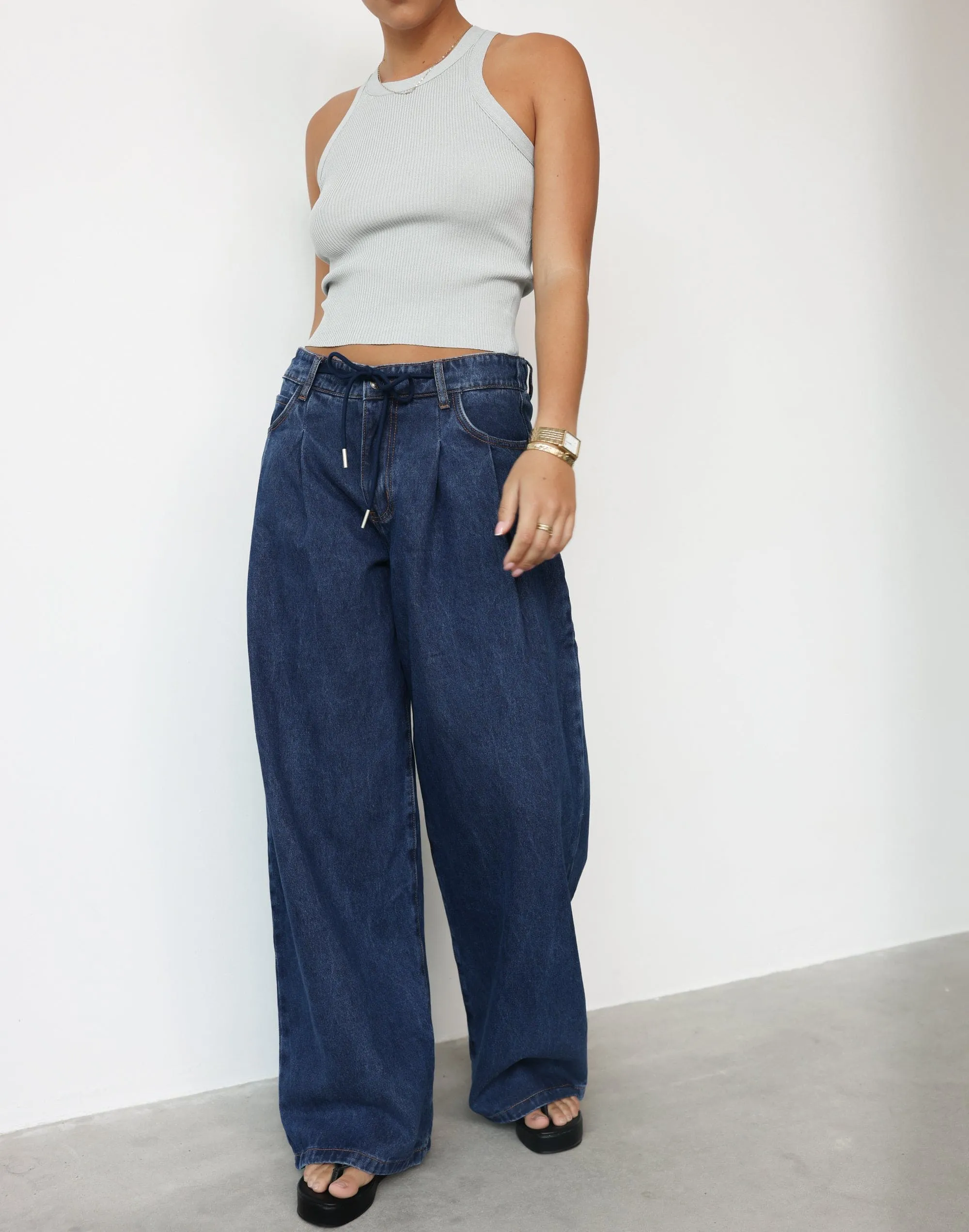 Slouched Tie Up Jean (Dark Denim) - By Lioness sold by Charcoal Clothing product image thumbnail 4