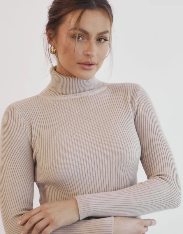 Davison Long Sleeve Knit Top (Beige) sold by Charcoal Clothing