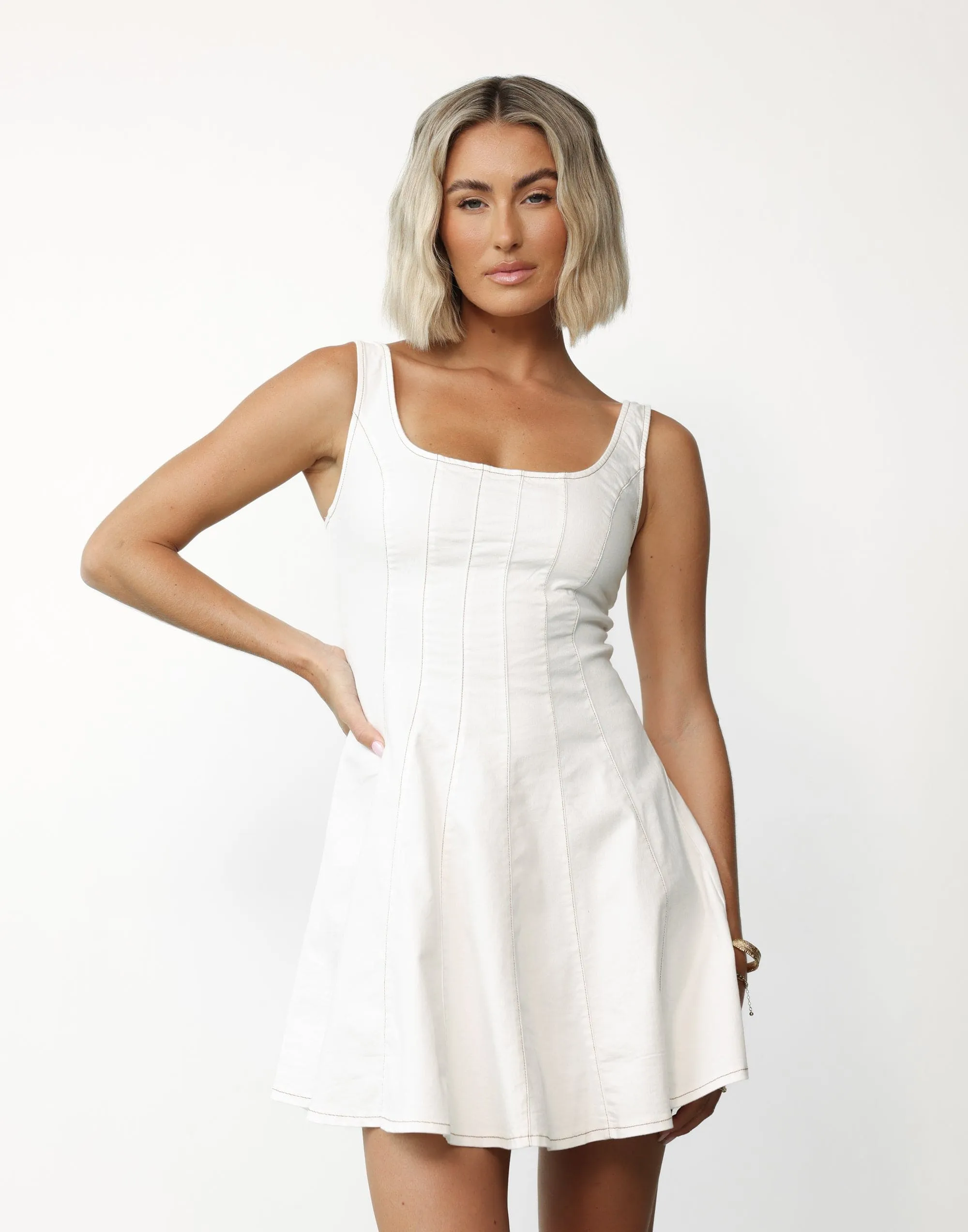 Kella Denim Mini Dress (White) sold by Charcoal Clothing product image thumbnail 5