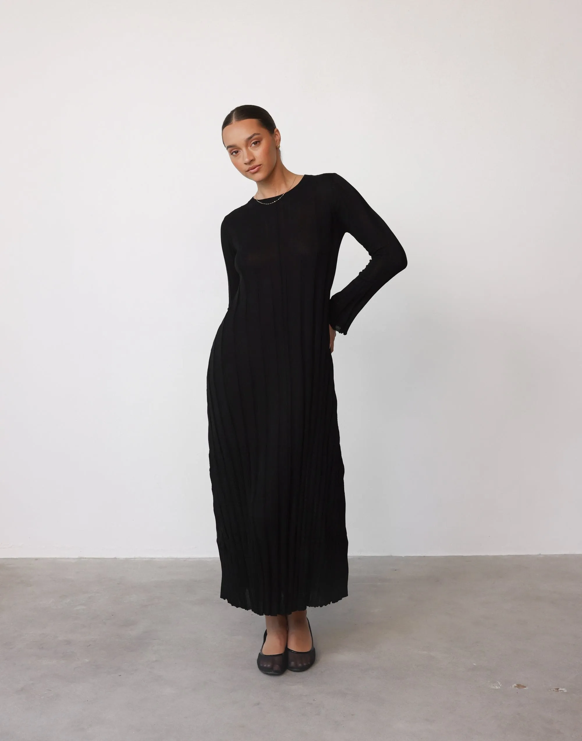 Jemima Long Sleeve Maxi Dress (Black) sold by Charcoal Clothing