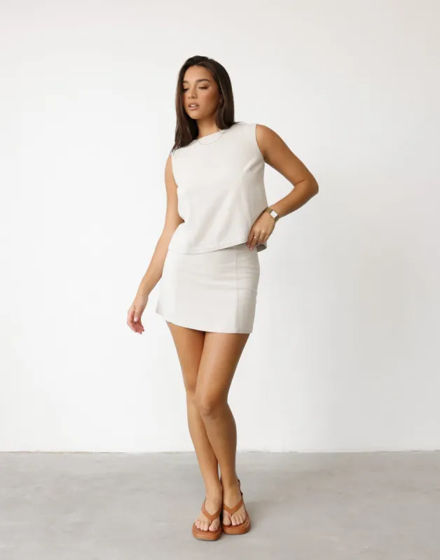 Fraser Mini Skirt (Latte) sold by Charcoal Clothing