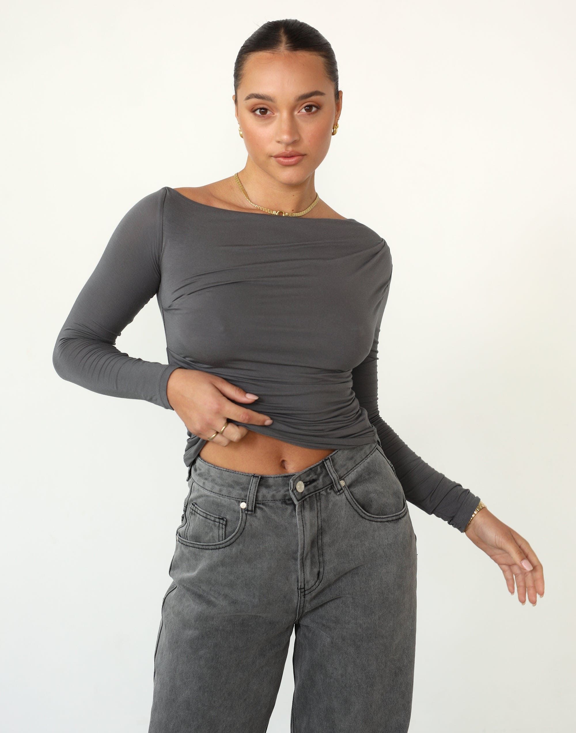 Nicole Long Sleeve Top (Charcoal) sold by Charcoal Clothing product image thumbnail 2