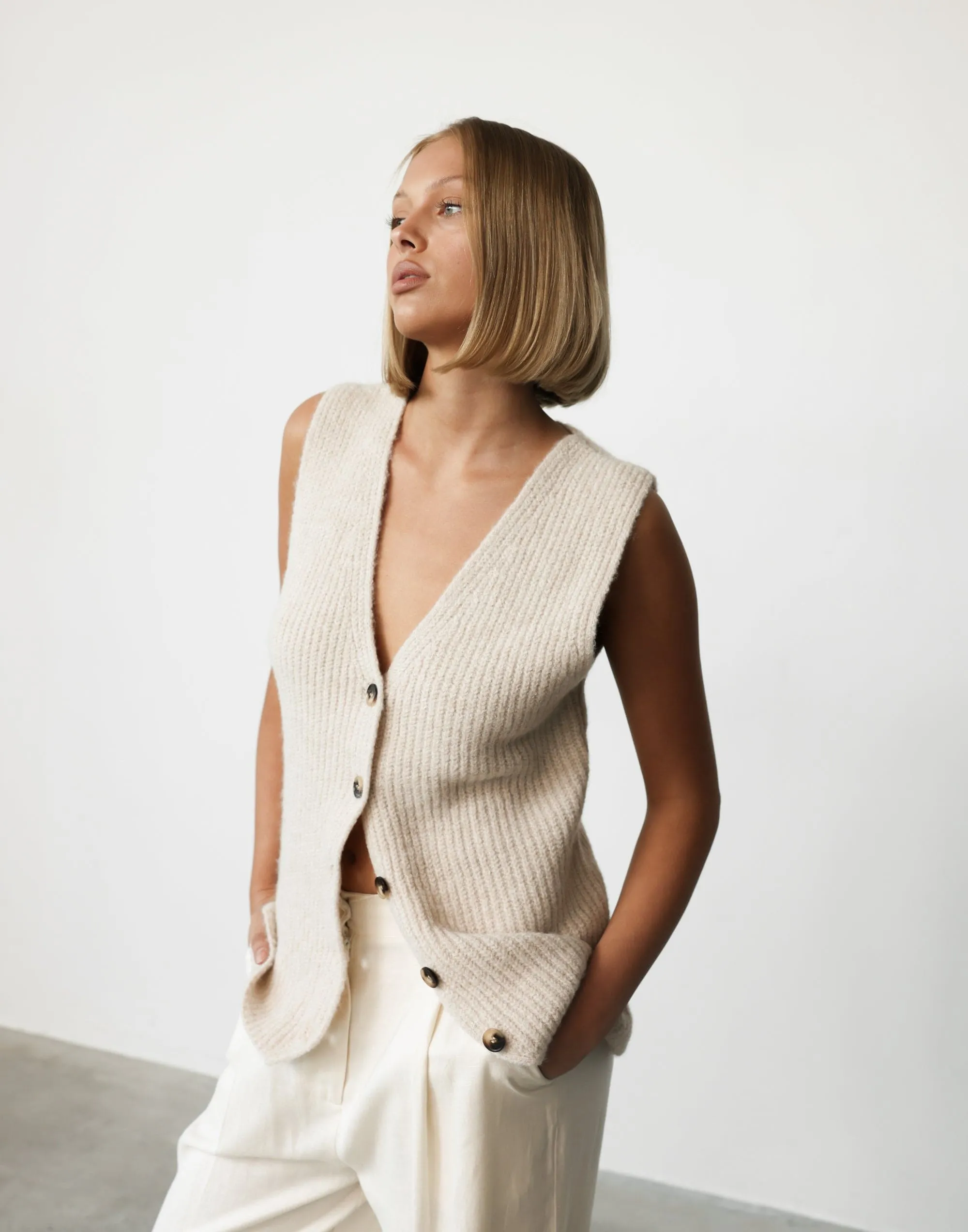 Ava Knit Vest (Beige) sold by Charcoal Clothing product image thumbnail 4