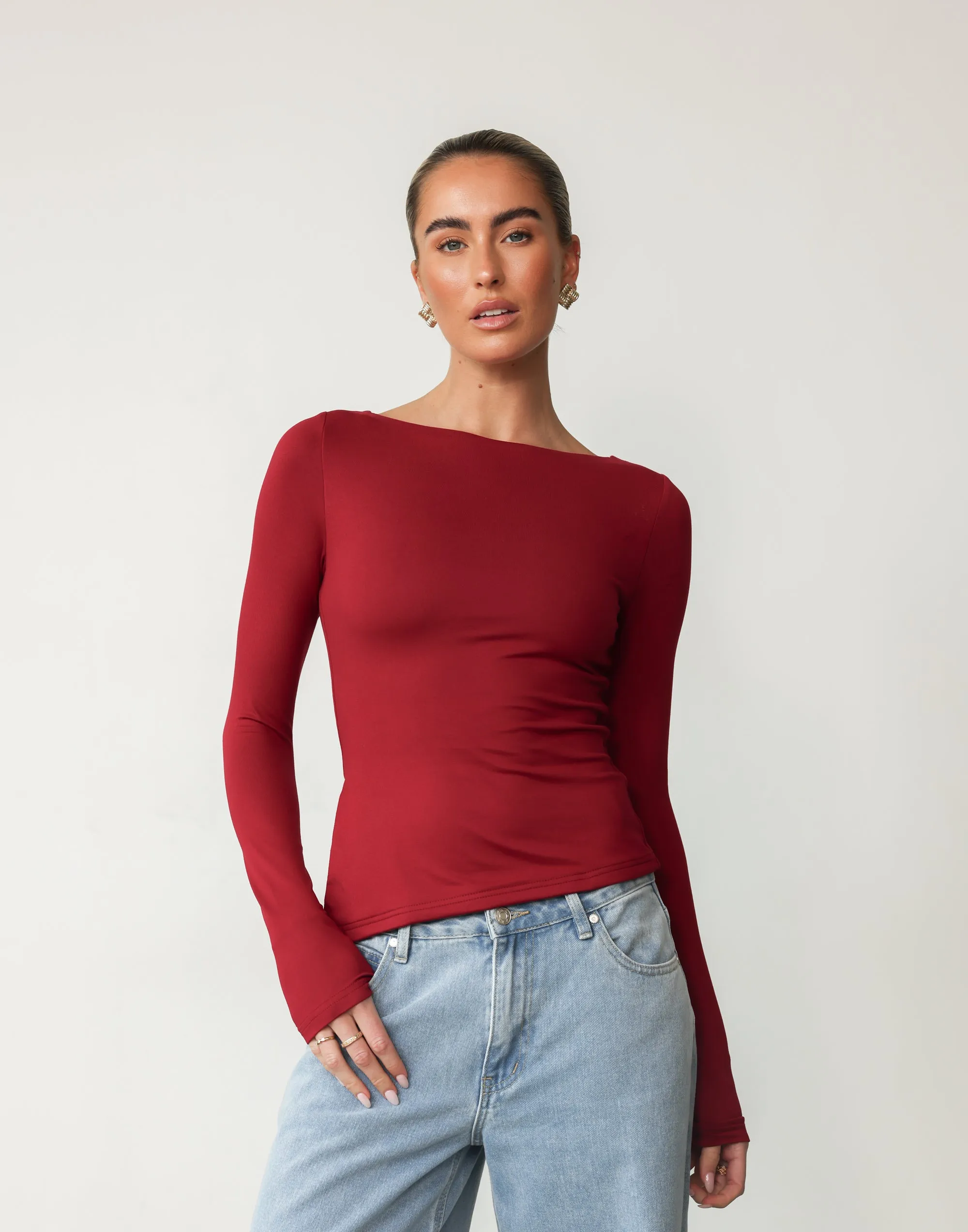 Amanda Long Sleeve Top (Cherry) sold by Charcoal Clothing