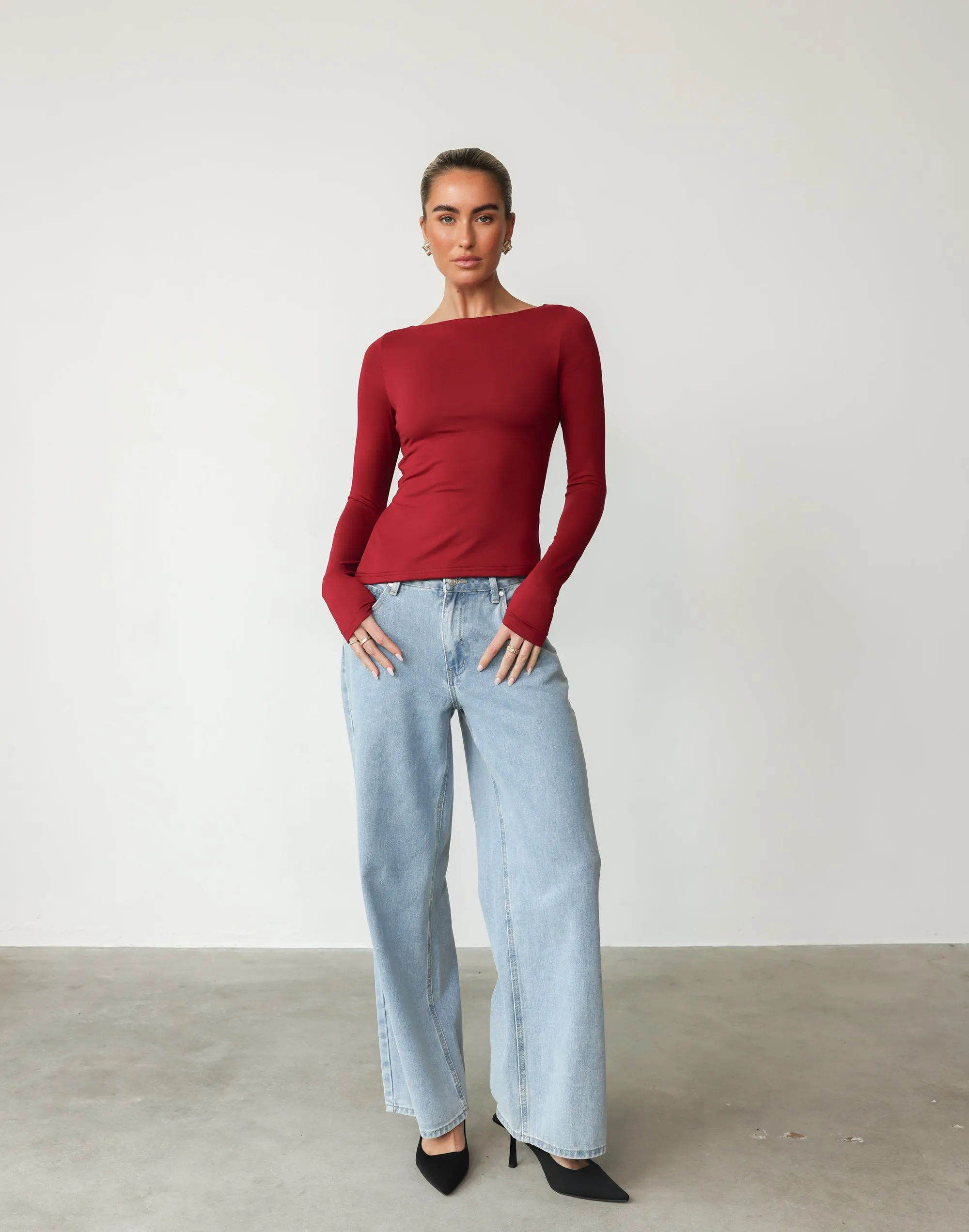 Amanda Long Sleeve Top (Cherry) sold by Charcoal Clothing product image thumbnail 3