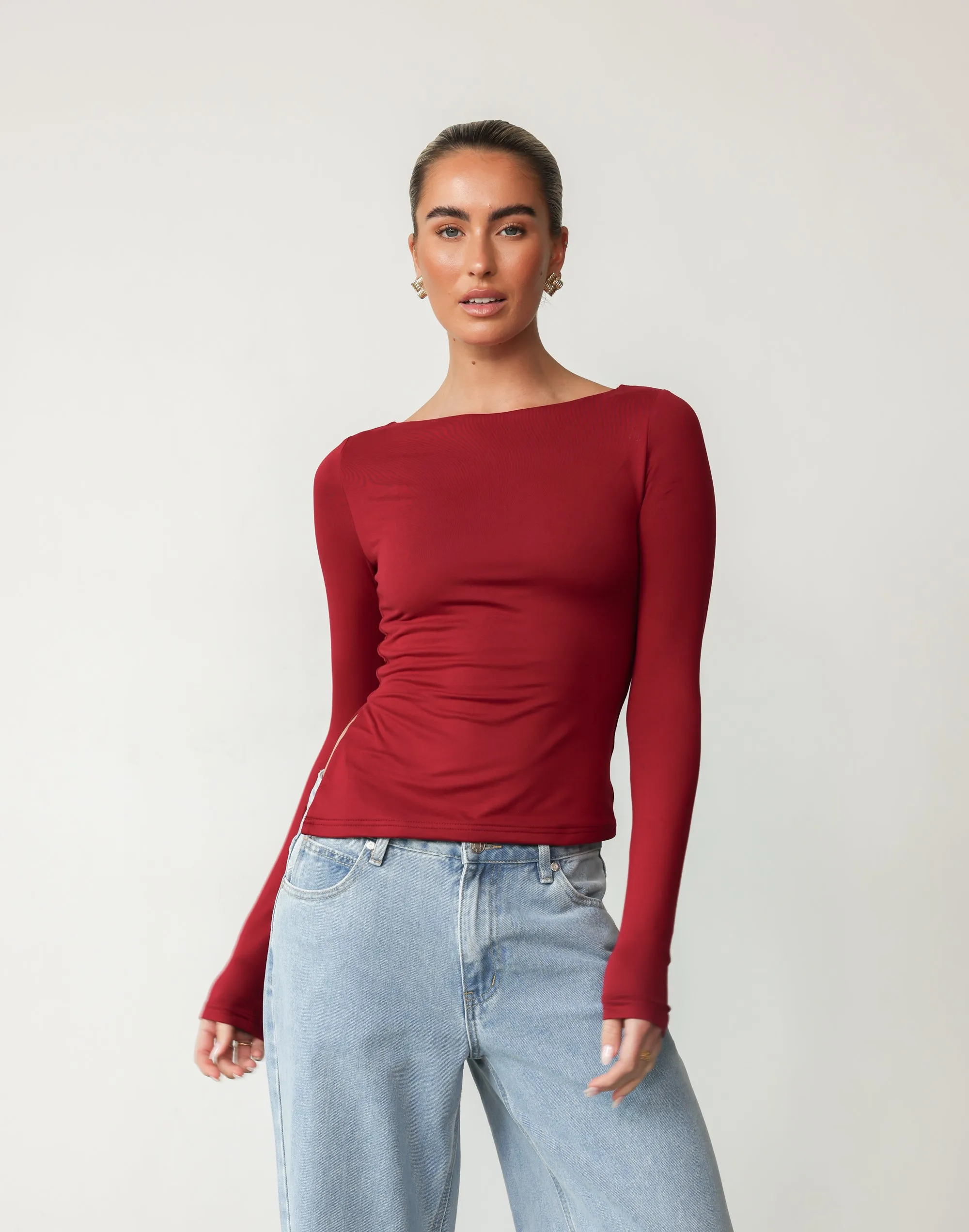 Amanda Long Sleeve Top (Cherry) sold by Charcoal Clothing product image thumbnail 4