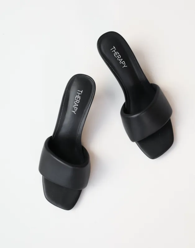 Luxe Heels (Black Smooth PU) - By Therapy sold by Charcoal Clothing