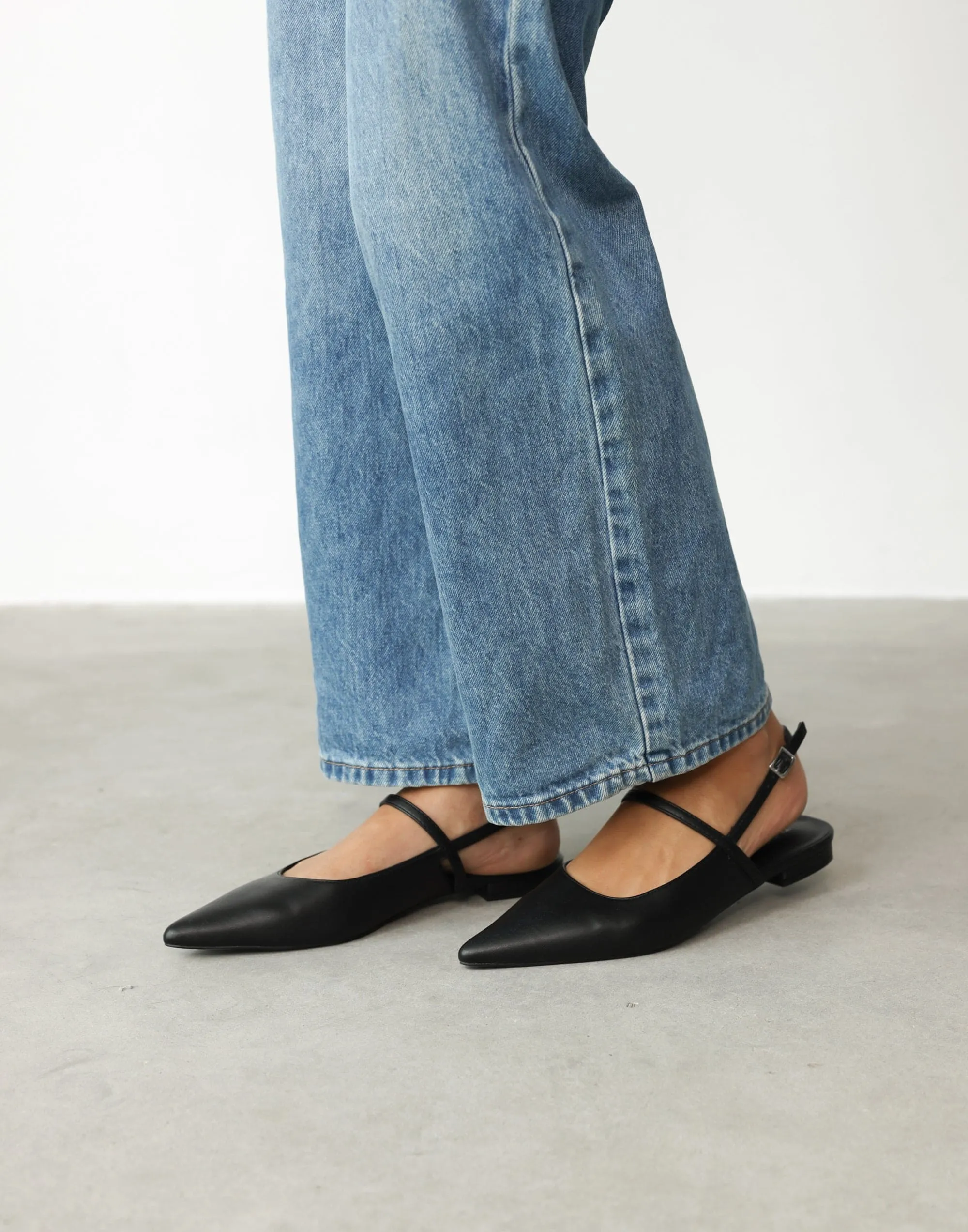 Lourdes Ballet Flat (Black Smooth PU) - By Therapy sold by Charcoal Clothing