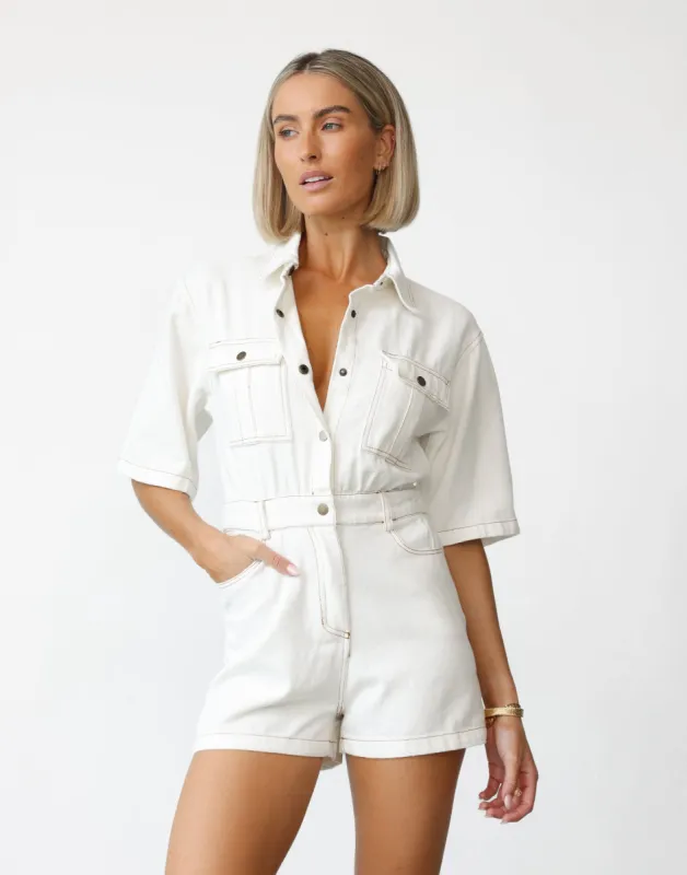 Darcy Playsuit (White) sold by Charcoal Clothing