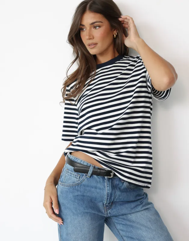 Ellyse T-Shirt (Navy/White Stripe) sold by Charcoal Clothing