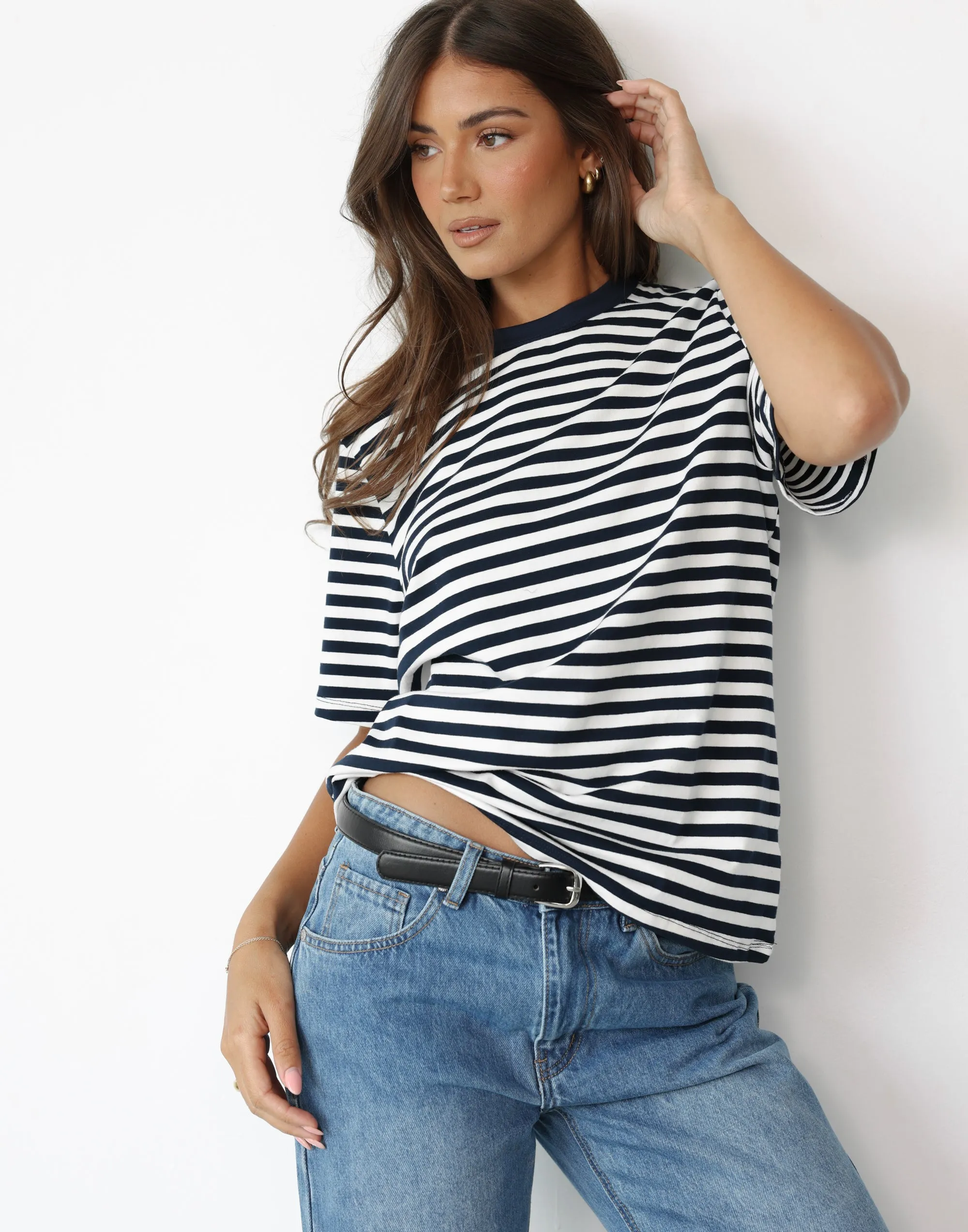 Ellyse T-Shirt (Navy/White Stripe) sold by Charcoal Clothing