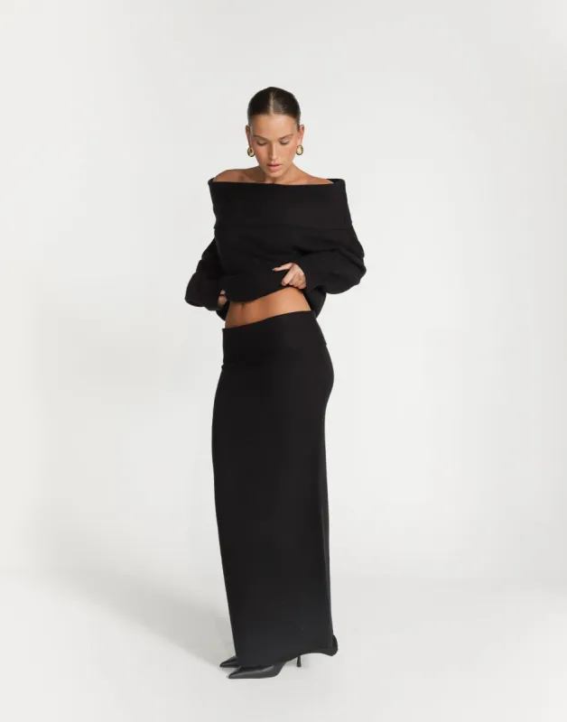 Seline Maxi Skirt (Black) sold by Charcoal Clothing