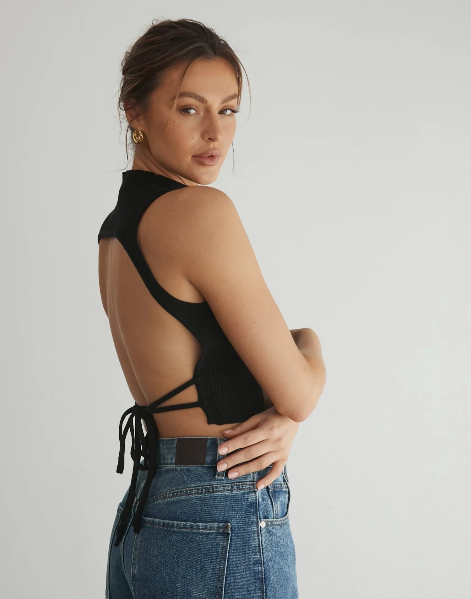 Zamora Knit Crop Top (Black) sold by Charcoal Clothing