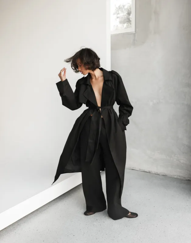 Dario Trench Coat (Black) sold by Charcoal Clothing