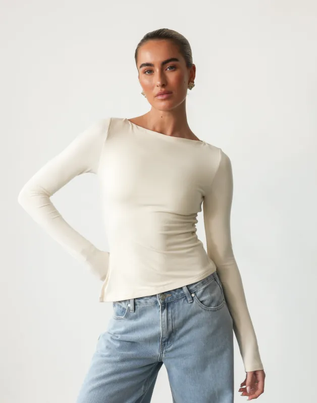 Amanda Long Sleeve Top (Oat) sold by Charcoal Clothing