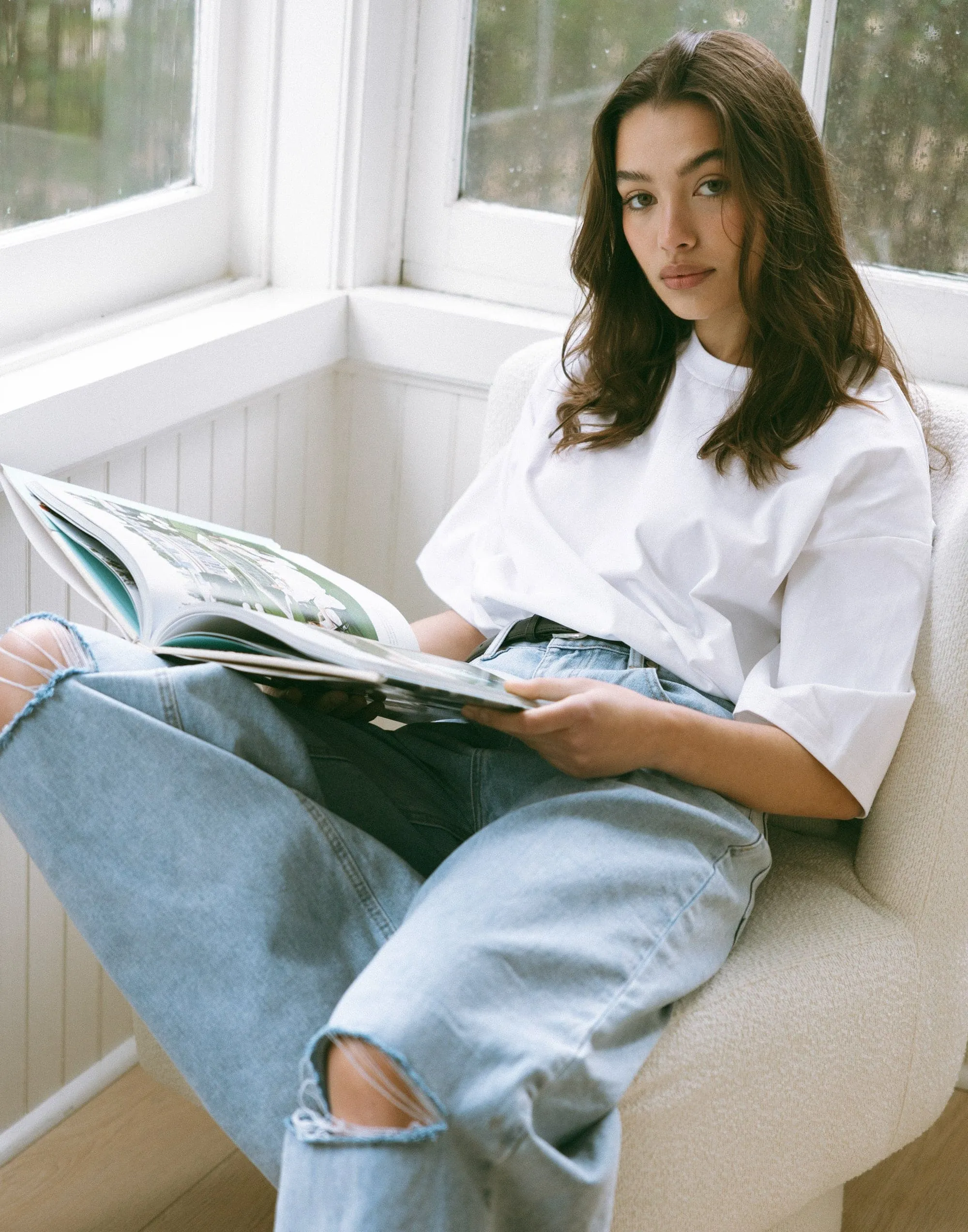 Luca Oversized Tee (White) sold by Charcoal Clothing product image thumbnail 3