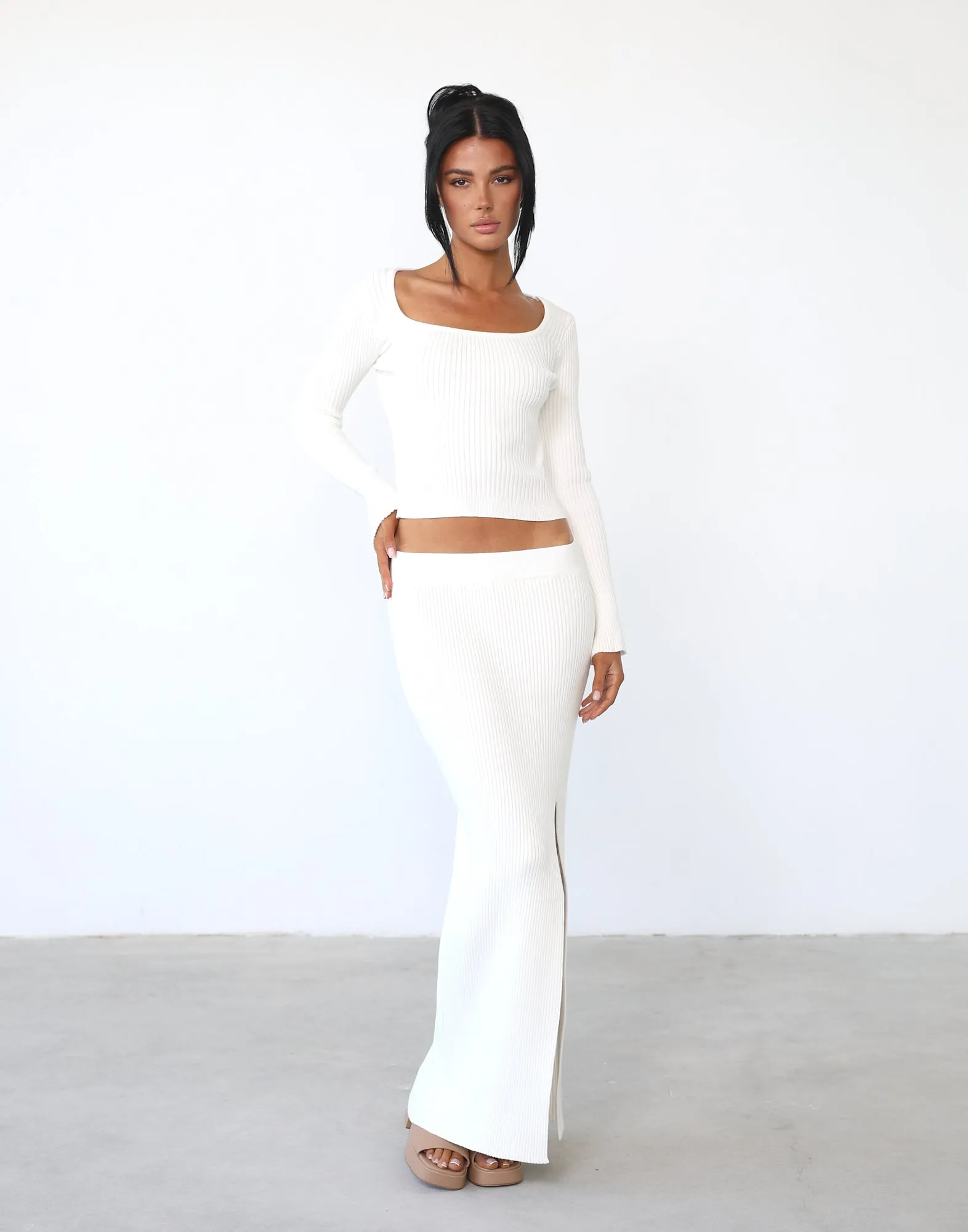 Esmie Maxi Skirt (White) sold by Charcoal Clothing