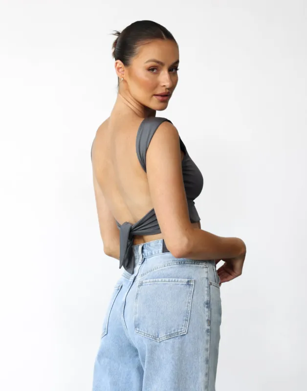 Kayce Crop Top (Slate) sold by Charcoal Clothing